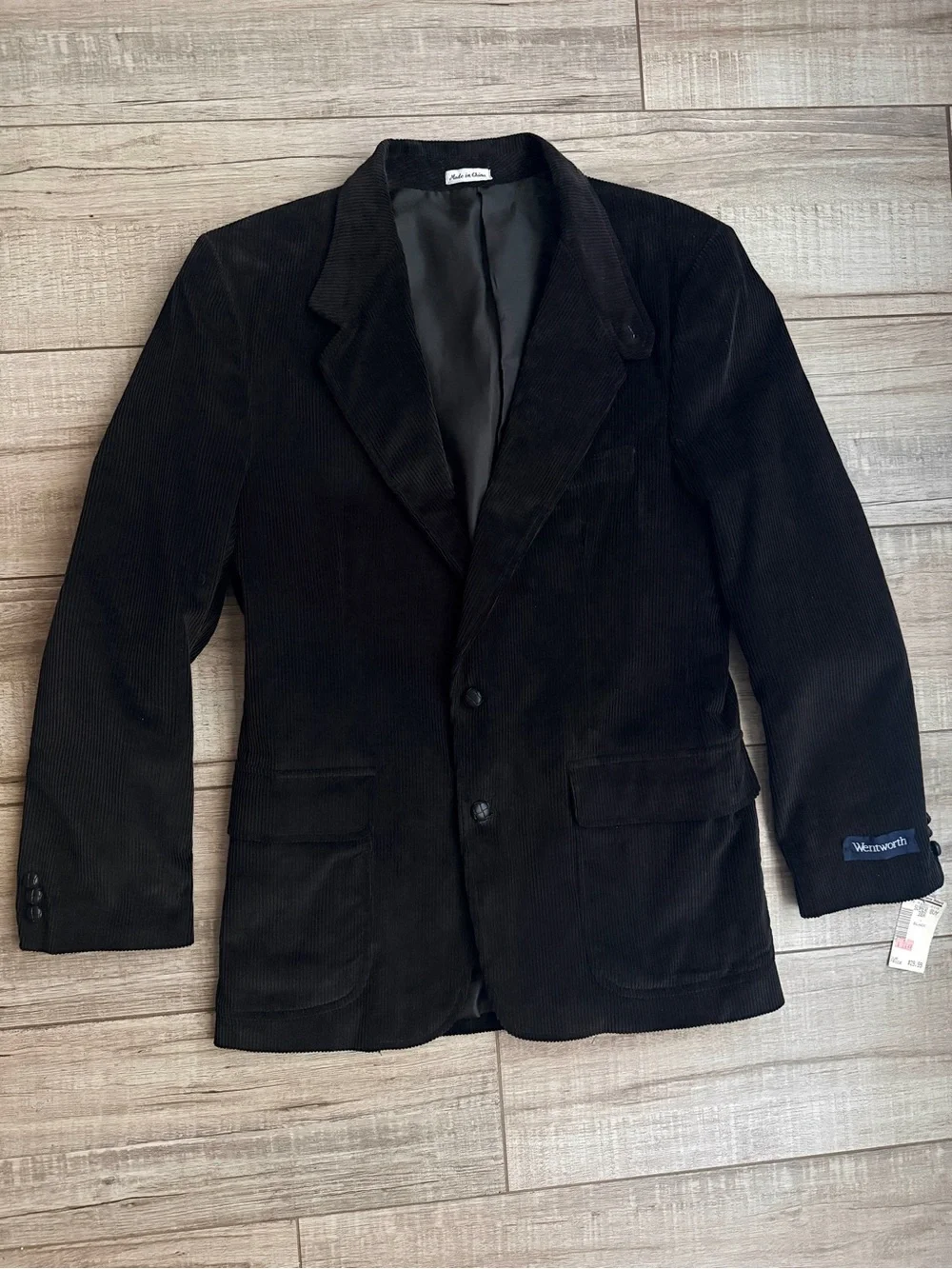 NWT Vintage Wentworth Montgomery Ward Black Corduroy Blazer Sport Coat 38R